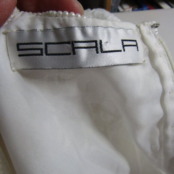 VTG SCALA M Lace Beaded Romantic Wedding Flapper Drop Waist Midi Maxi Dress - Picture 12 of 15